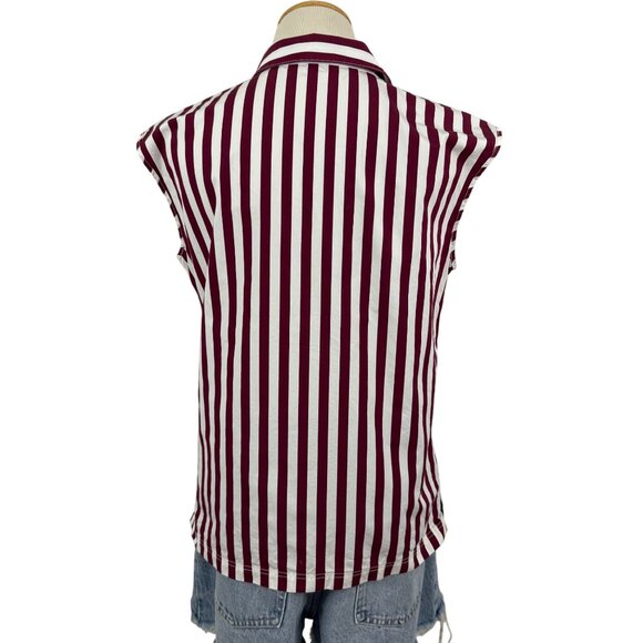 Lafayette 148 Women's 8 Top Sleeveless Button-Up Shirt Vertical Stripe Pocket - Picture 4 of 11